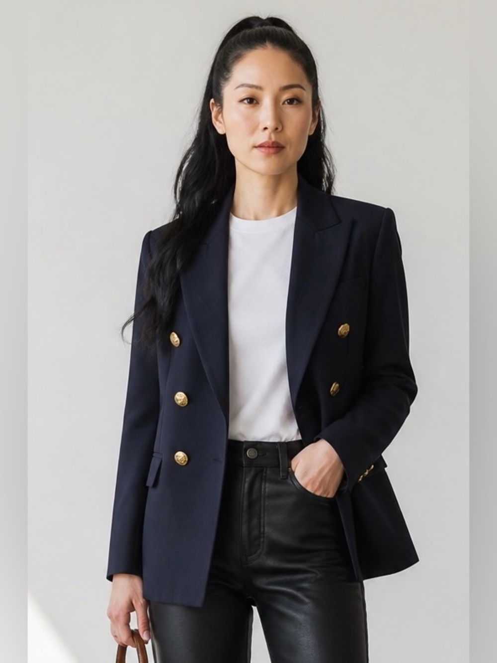 NWT Banana Republic Captain’s Navy Wool Blazer Gold Buttons Double Breasted Sz 6
